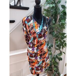 Erica Brooke Women's Multicolor Polyester V-Neck Sleeveless Top Blouse Size 22